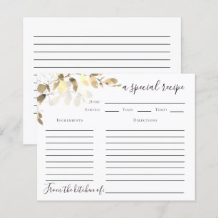 Eucalyptus Bridal Shower Recipe Card Gold