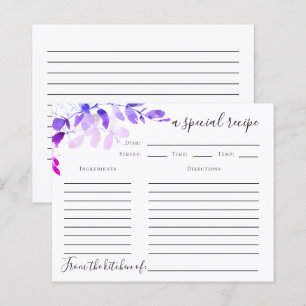 Eucalyptus Bridal Shower Recipe Card   Purple