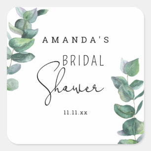 Eucalyptus - bridal shower  square sticker