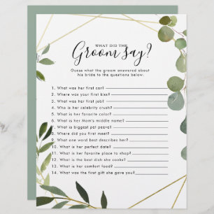 Eucalyptus Bridal Shower What did the Groom Say