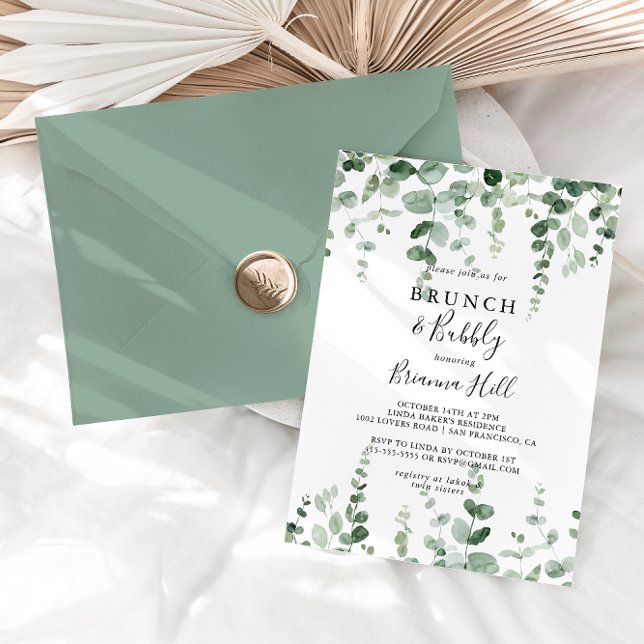 Eucalyptus Brunch and Bubbly Bridal Shower  Invitation (Creator Uploaded)