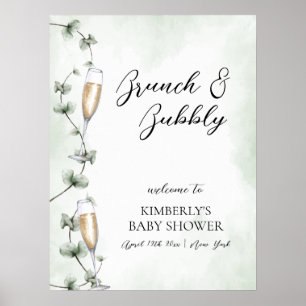 Eucalyptus Brunch Champagne Baby Shower Welcome Poster