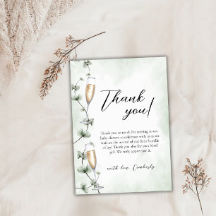 Eucalyptus Brunch Champagne Garden Baby Shower Thank You Card