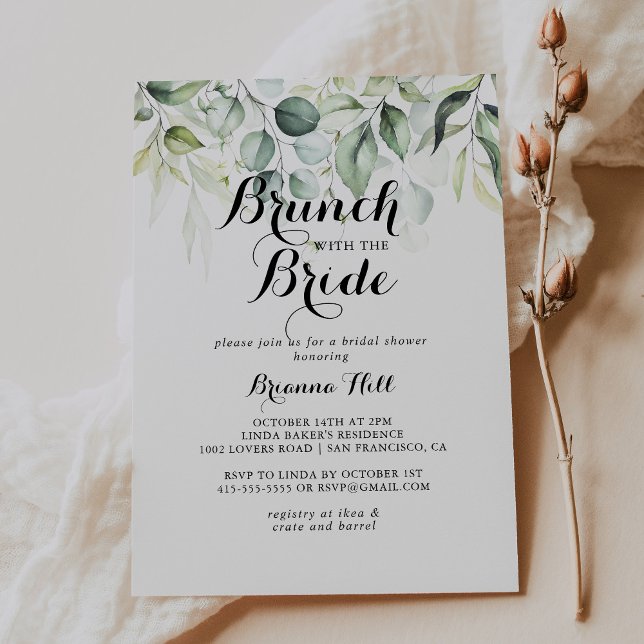 Eucalyptus Brunch with the Bride Shower  Invitation (Creator Uploaded)