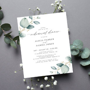 Eucalyptus budget rehearsal dinner invitation