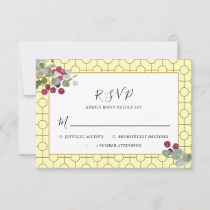 Eucalyptus Burgundy Berry Greenery Wedding RSVP Card