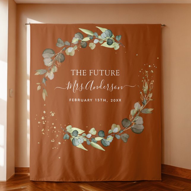 Eucalyptus Burnt Orange Future Mrs. Backdrop Tapestry (Creator Uploaded)