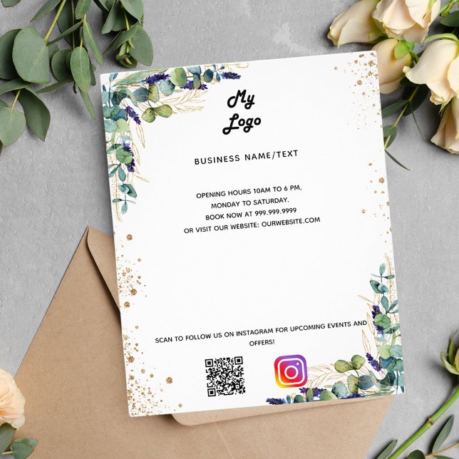 Eucalyptus business logo qr code instagram text flyer (Creator Uploaded)