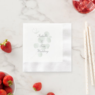 Eucalyptus & Butterfly Botanical Wedding Party Napkin