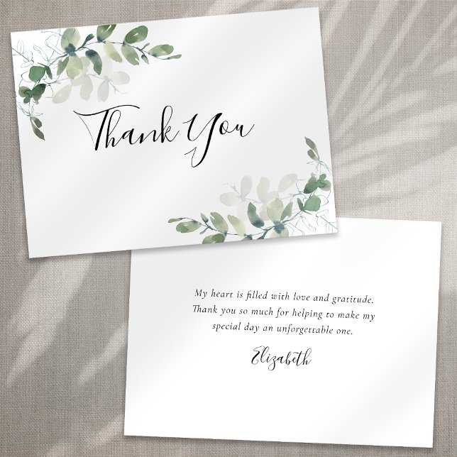 Eucalyptus Calligraphy Bridal Shower Thank You  Card (Creator Uploaded)