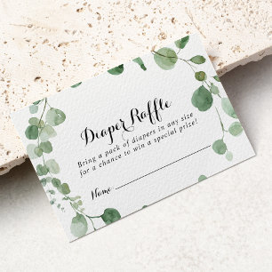 Eucalyptus Calligraphy Diaper Raffle Ticket Enclosure Card