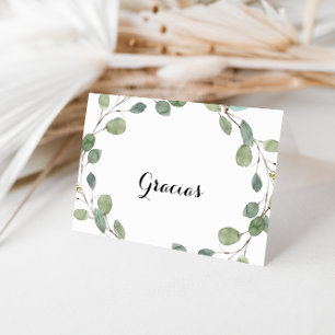 Eucalyptus Calligraphy Folded Wedding Gracias Card