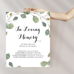 Eucalyptus Calligraphy In Loving Memory Sign