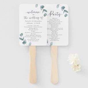 Eucalyptus & Calligraphy Wedding Ceremony Program Hand Fan