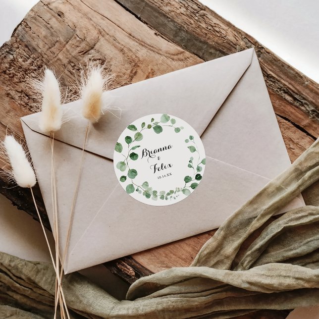Eucalyptus Calligraphy Wedding Envelope Seals (Creator Uploaded)