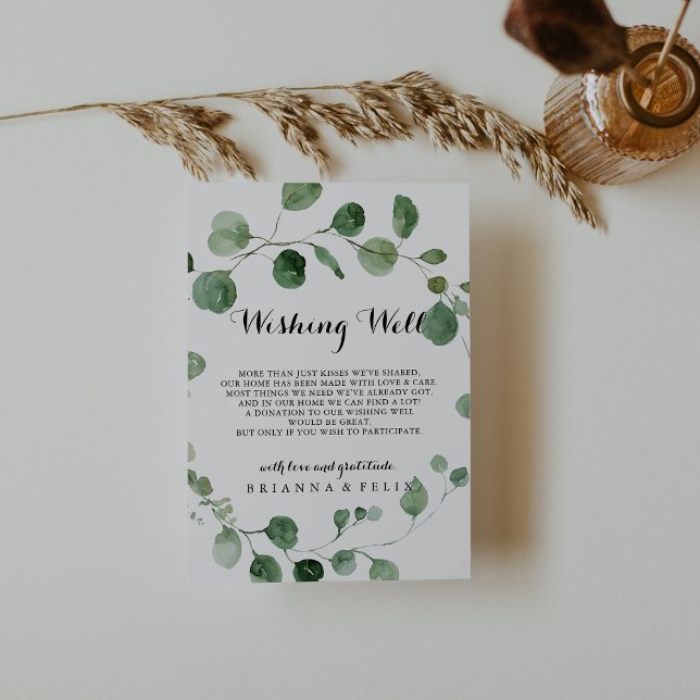 Eucalyptus Calligraphy Wedding Wishing Well  Enclosure Card (Creator Uploaded)