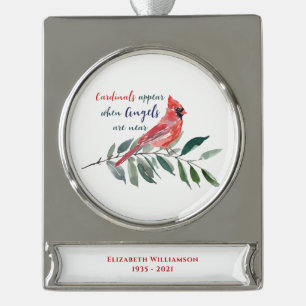 Eucalyptus Cardina Keepsake Memorial Silver Plated Banner Ornament