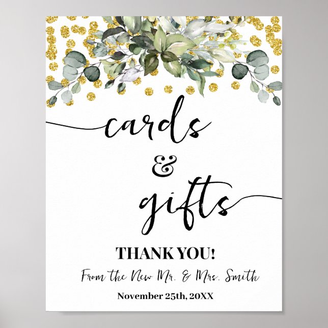 Eucalyptus Cards & Gifts Wedding Bridal Shower Poster (Front)