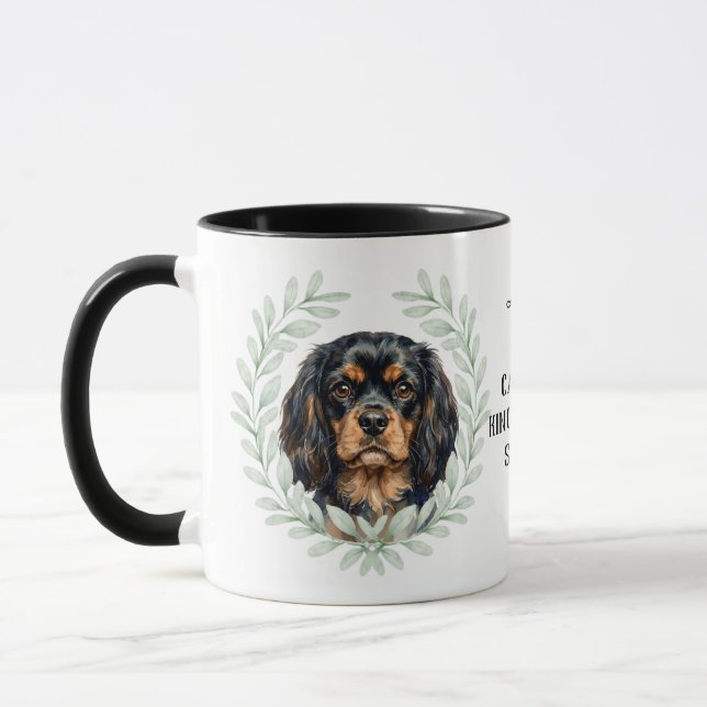 Eucalyptus Cavalier King Charles Spaniel Monogram Mug (Left)