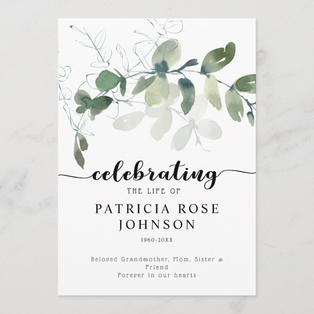 Eucalyptus Celebrating the Life of Funeral Program (Front)