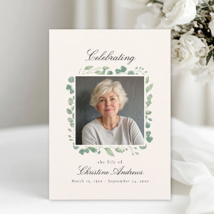 Eucalyptus Celebration of Life Funeral Beige Invitation