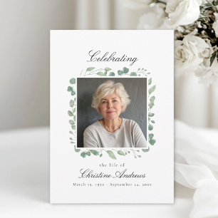 Eucalyptus Celebration of Life Funeral White Invitation