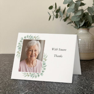 Eucalyptus Celebration of Life Photo Thank You Card