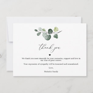 Eucalyptus Celebration Of Life Thank You Cards
