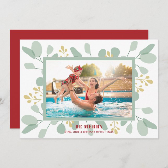 Eucalyptus Christmas Photo Holiday Card (Front/Back)