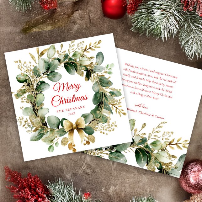Eucalyptus Christmas Wreath Greenery Elegant Holiday Card (Eucalyptus Christmas Wreath Greenery Elegant Holiday Card)