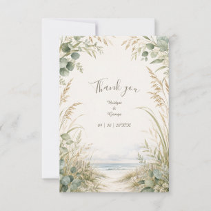 Eucalyptus Coastal cape cod destination Wedding Thank You Card