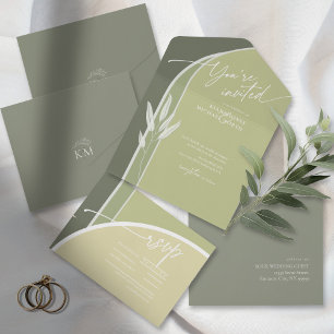 Eucalyptus Colour Tones Wedding Green ID901 All In One Invitation