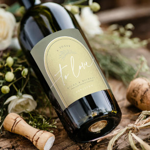 Eucalyptus Colour Tones Wedding Toast Green ID901 Wine Label