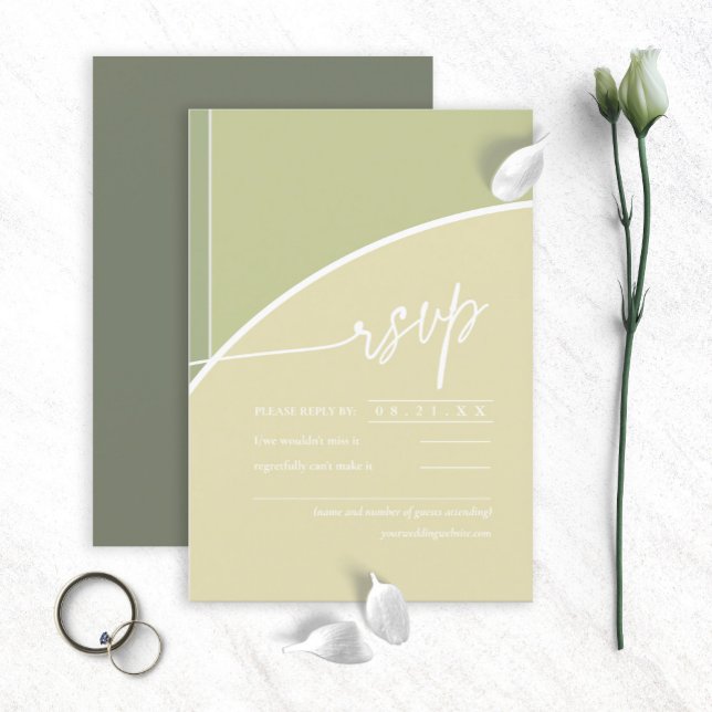 Eucalyptus Colour Tones Wedding V2V Green ID901 RSVP Card (Creator Uploaded)