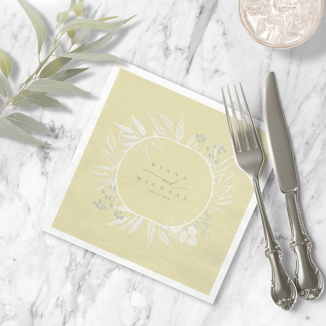 Eucalyptus Colour Tones Wreath Yellow ID901 Napkin (Creator Uploaded)