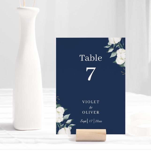 Eucalyptus Cotton Navy Modern Classic Table Number (Creator Uploaded)