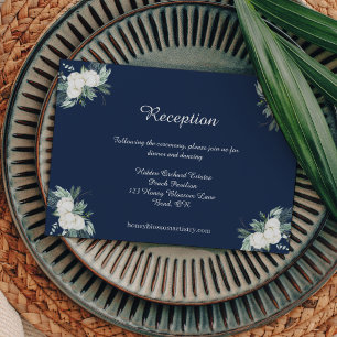 Eucalyptus Cotton   Navy Modern Wedding Reception Enclosure Card