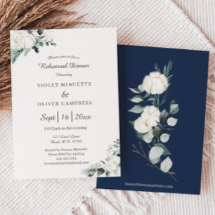 Eucalyptus Cotton White Modern v2 Rehearsal Dinner Invitation