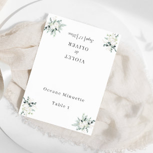 Eucalyptus Cotton   White Modern Wedding Foldable Table Number