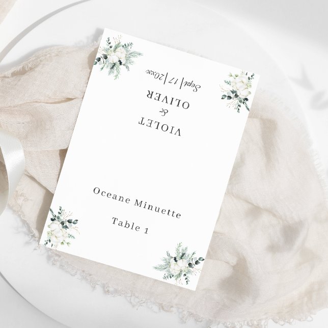 Eucalyptus Cotton | White Modern Wedding Foldable Table Number (Creator Uploaded)