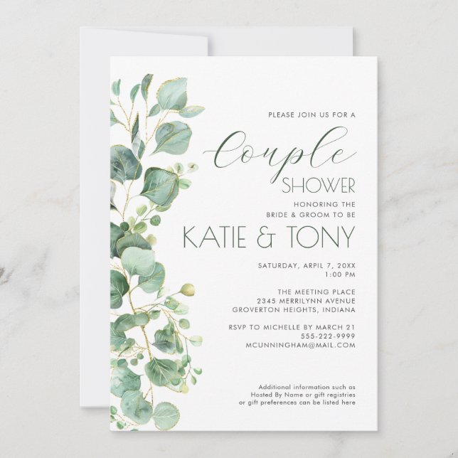 Eucalyptus Couple Shower Invitation (Front)