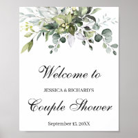 Eucalyptus Couple Shower Welcome Poster Sign