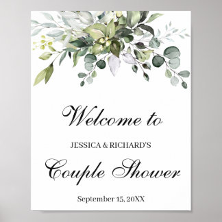 Eucalyptus Couple Shower Welcome Poster Sign