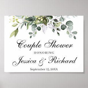 Eucalyptus Couple Shower Welcome Poster Sign