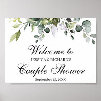 Eucalyptus Couple Shower Welcome Poster Sign