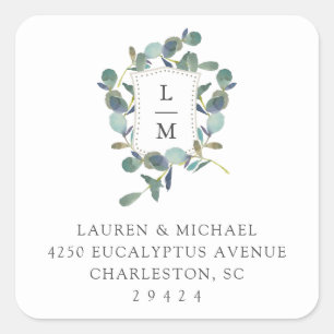 Eucalyptus Crest   Botanical Return Address Square Sticker