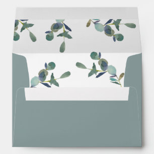 Eucalyptus Crest   Wedding Envelope