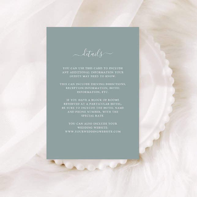 Eucalyptus Crest | Wedding Guest Details Enclosure Card (An elegant, eucalyptus green wedding details card to coordinate perfectly with our collection)