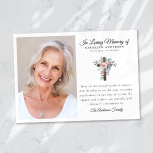 Eucalyptus Cross Funeral Memorial Thank You Card