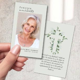 Eucalyptus Cross Photo Memorial Prayer Card
